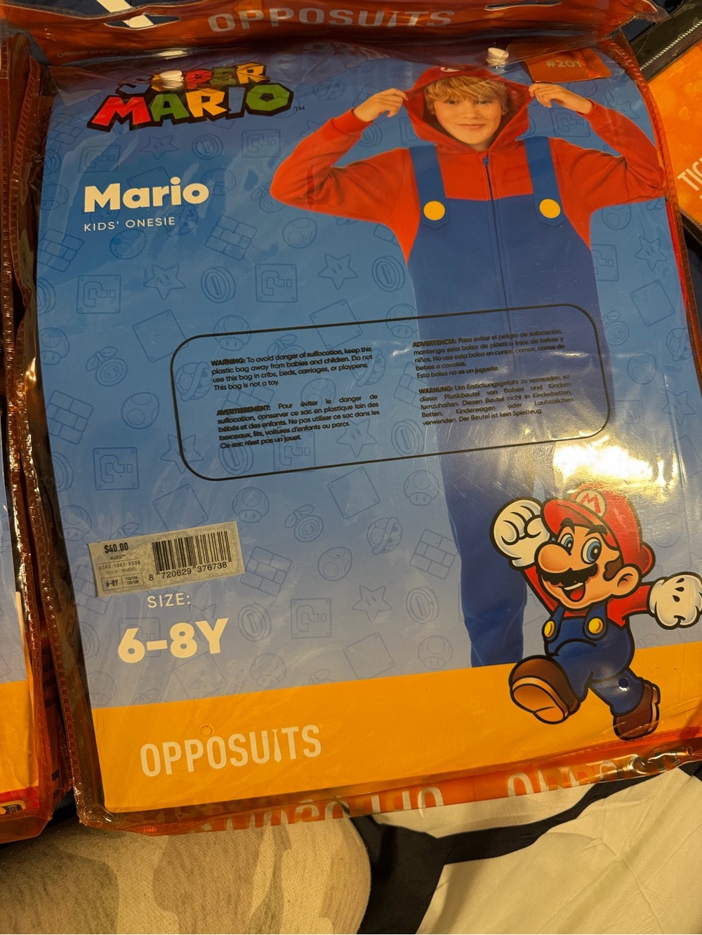 OppoSuits Super Mario Kids' Onesie - Red & Blue